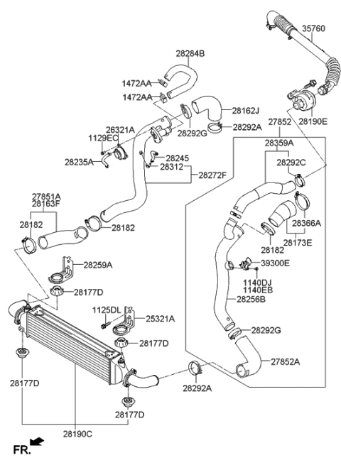 2013 Hyundai Genesis Coupe Pipe-INTERCOOLER Inlet Diagram for 28282-2C101