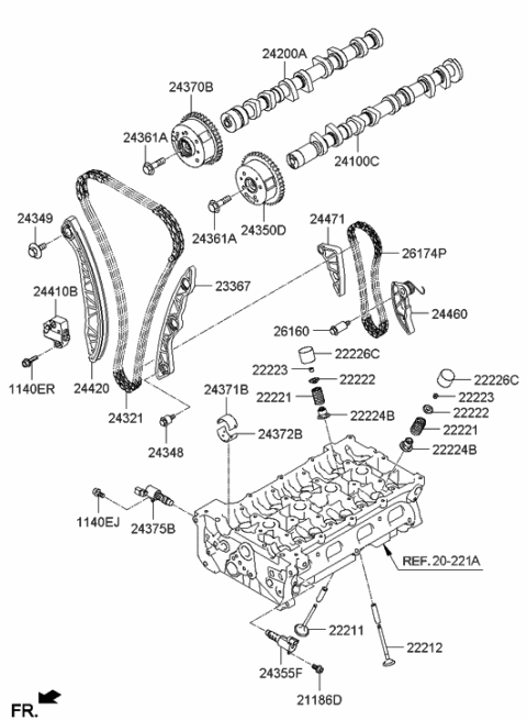 2015 Hyundai Genesis Coupe Camshaft Assembly-Exhaust Diagram for 24200-2C400