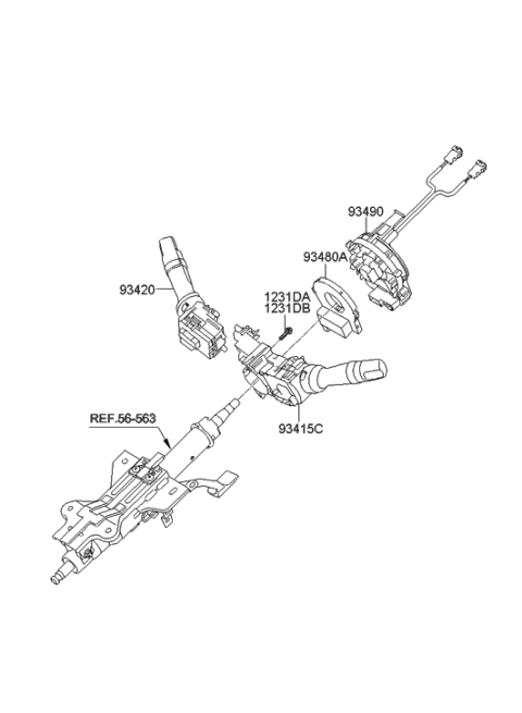 2013 Hyundai Genesis Coupe Switch Assembly-Lighting & Turn Signal Diagram for 93410-2M801