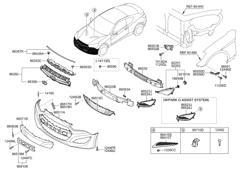 2019 Hyundai Elantra Clip-Hood Seal Strip Mounting Diagram for 86438-4A100