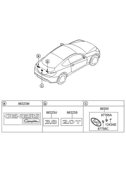 2016 Hyundai Genesis Coupe Genesis Coupe Emblem Diagram for 86310-2M000