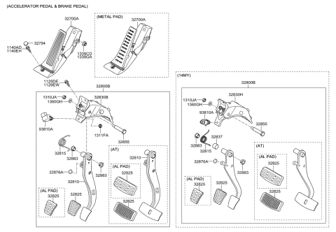 2014 Hyundai Genesis Coupe Pedal Assembly-Accelerator Diagram for 32700-2M000