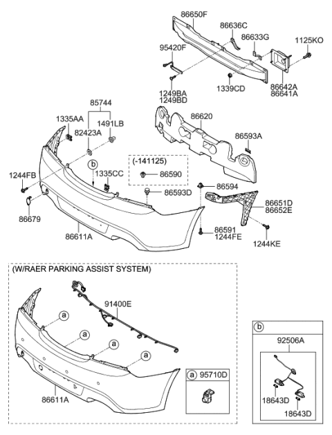 2013 Hyundai Genesis Coupe Ultrasonic Sensor Assembly-Bws Diagram for 95720-2M001-RB5