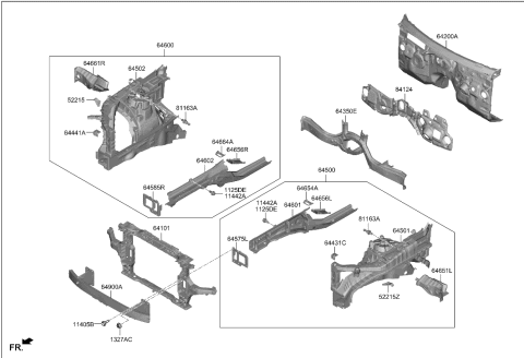 2023 Hyundai Genesis GV70 Fender Apron & Radiator Support Panel Diagram