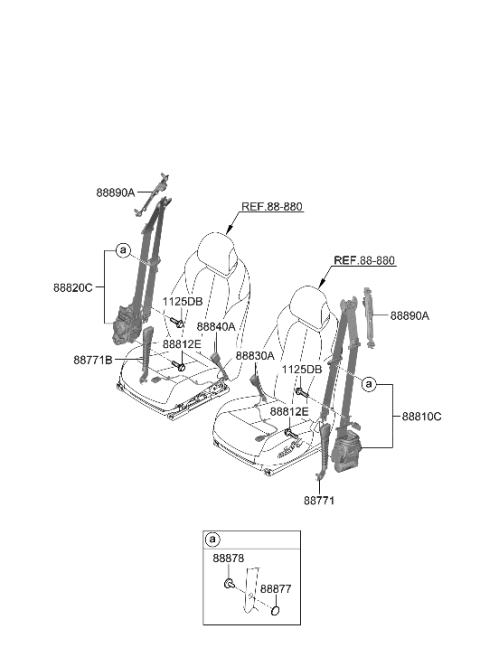 2022 Hyundai Genesis GV70 SEAT ANCHOR BRKT,RH Diagram for 888G0-AR000-OCW