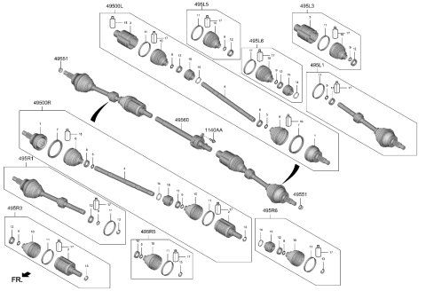 2022 Hyundai Genesis GV70 Drive Shaft (Front) Diagram