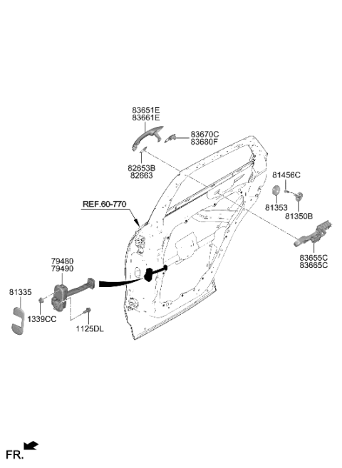 2022 Hyundai Genesis GV70 Rear Door Locking Diagram