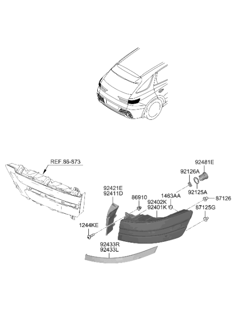 2022 Hyundai Genesis GV70 Rear Combination Lamp Diagram