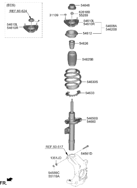 2022 Hyundai Genesis GV70 BEARING-STRUT Diagram for 54612-AR000