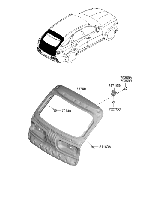 2023 Hyundai Genesis GV70 Tail Gate Diagram