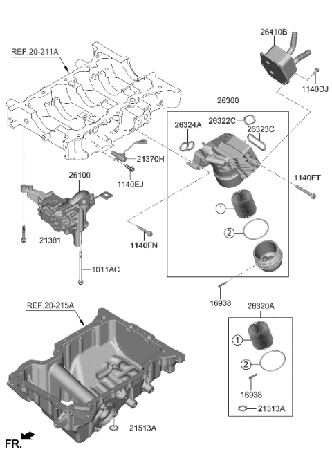 2023 Hyundai Genesis GV70 COOLER ASSY-ENG OIL Diagram for 26410-3N100