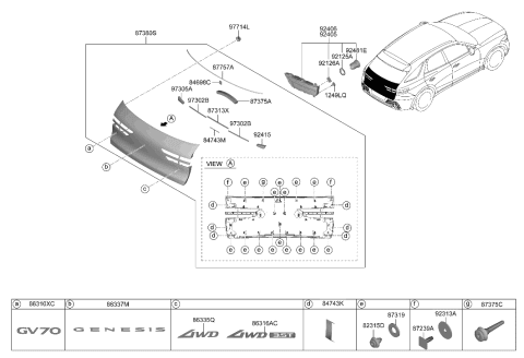 2022 Hyundai Genesis GV70 PAD-ANTINOISE NO.4 Diagram for 87338-AR000