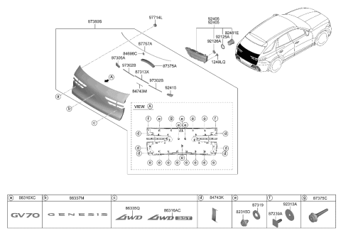 2009 Hyundai Azera LAMP ASSY-REAR COMB INSIDE,RH Diagram for 92404-AR010