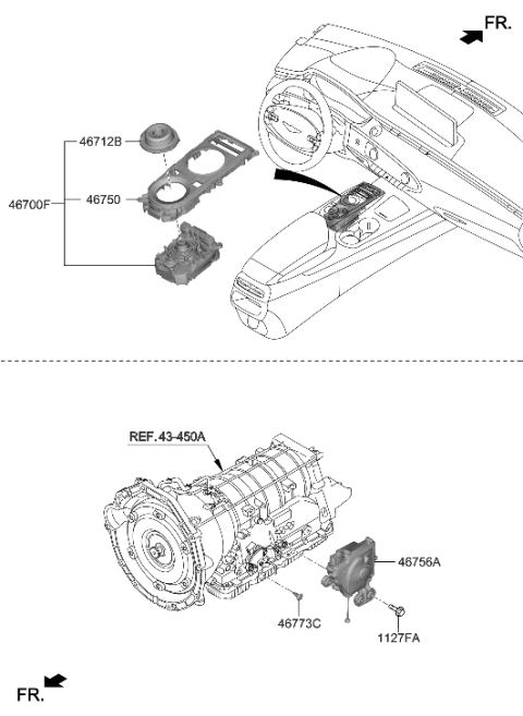 2023 Hyundai Genesis GV70 INDICATOR ASSY-SHIFT LEVER Diagram for 46750-AR100