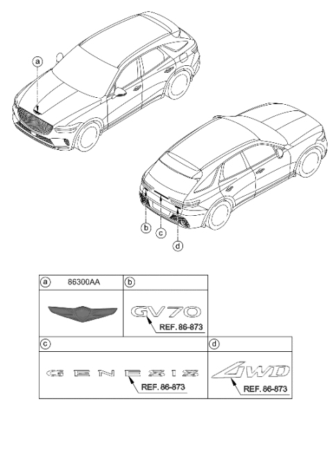 2023 Hyundai Genesis GV70 SYMBOL MARK-GENESIS Diagram for 86300-AR000