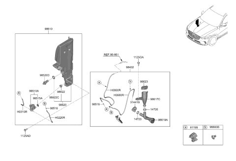 2022 Hyundai Genesis GV70 RESERVOIR & PUMP ASSY-WASHER Diagram for 98610-AR000