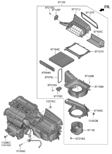 2022 Hyundai Genesis GV70 Fan & Motor Assembly Diagram for 97113-D2000
