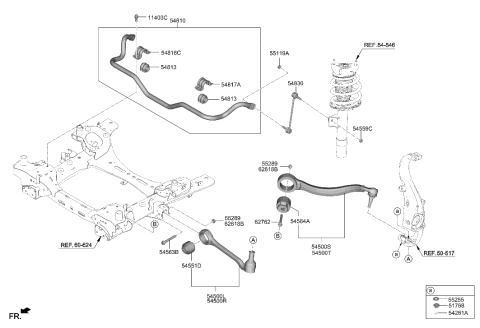 2023 Hyundai Genesis GV70 BUSH-FR LWR ARM"A" Diagram for 54551-AR000