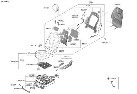 2023 Hyundai Genesis GV70 MAP BOARD ASSY-FRT SEAT BACK,L Diagram for 88390-AR100-OCW