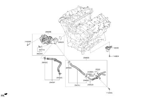 2022 Hyundai Genesis GV70 Coolant Pipe & Hose Diagram 2