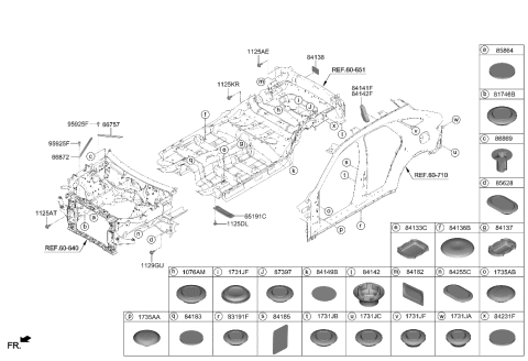 2022 Hyundai Genesis GV70 INSULATOR-FENDER RH Diagram for 841F7-AR000
