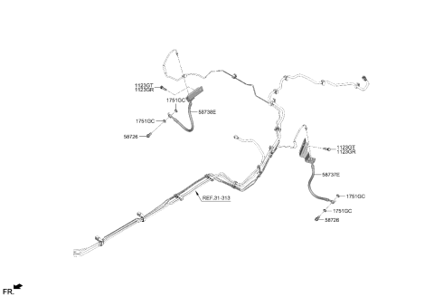 2023 Hyundai Genesis GV70 Brake Fluid Line Diagram 2