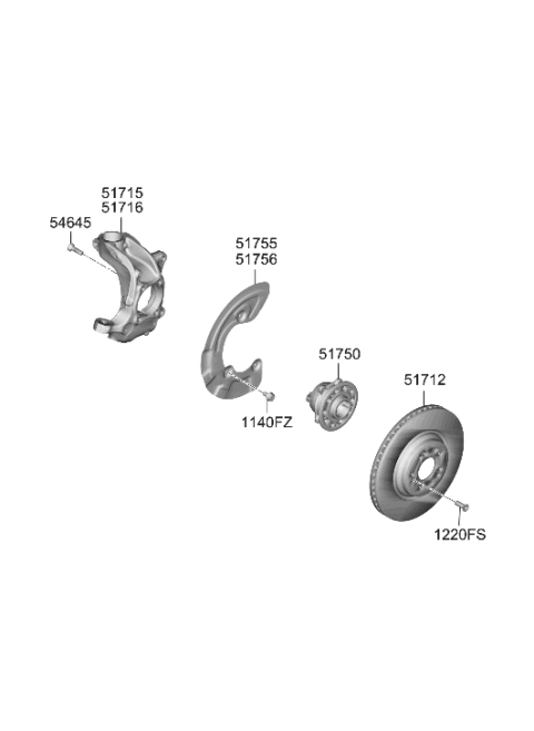 2022 Hyundai Genesis GV70 HUB ASSY-FR WHEEL Diagram for 51730-AR500