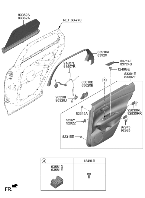 2023 Hyundai Genesis GV70 Rear Door Trim Diagram