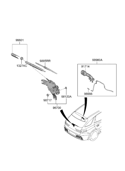 2010 Hyundai Azera BLADE ASSY-WIPER,RR Diagram for 98850-AR000
