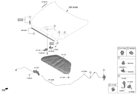 2010 Hyundai Azera Handle Assembly-Hood Latch Release Diagram for 81181-2B000-NNB
