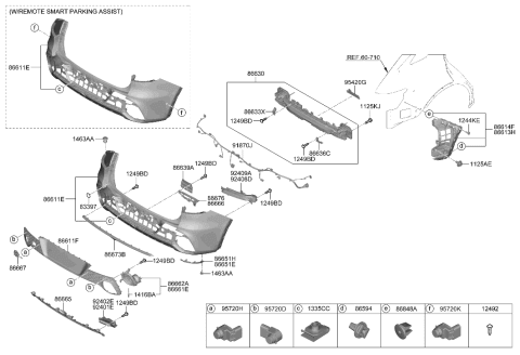 2022 Hyundai Genesis GV70 Rear Bumper Diagram 1