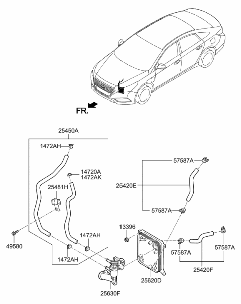 2016 Hyundai Sonata Hybrid Hose Assembly-Oil Cooling Diagram for 25425-E6000