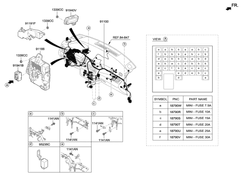 2017 Hyundai Sonata Hybrid Instrument Panel Junction Box Assembly Diagram for 91950-E6030