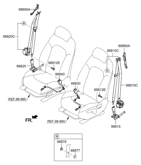 2017 Hyundai Sonata Hybrid Front Seat Belt Assembly Left Diagram for 88810-E6560-TTX