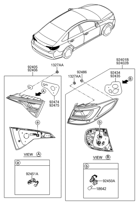 2021 Hyundai Elantra Lamp Assembly-Rear Combination Inside,LH Diagram for 92403-E6120
