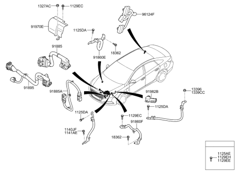 2016 Hyundai Sonata Hybrid Wire-EXTENTION Amplifier & Sound Dimensional Array Diagram for 91820-E6010