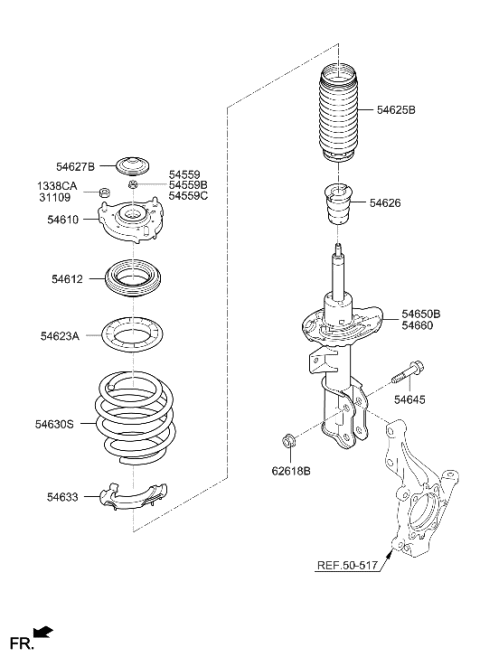 2017 Hyundai Sonata Hybrid Front Spring & Strut Diagram