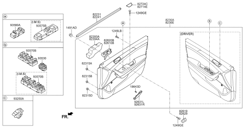 2017 Hyundai Sonata Hybrid Front Door Trim Diagram