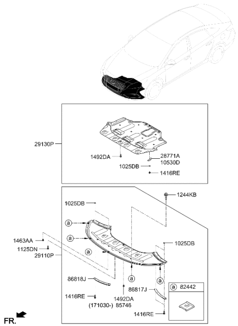 2016 Hyundai Sonata Hybrid Panel Assembly-Under Cover,Front Diagram for 29110-E6200