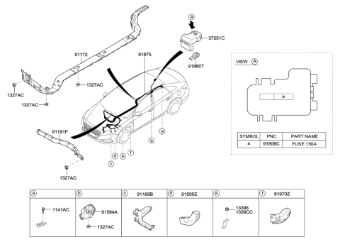 2016 Hyundai Sonata Hybrid Cable Assembly-D/Current Power Diagram for 91875-E6511