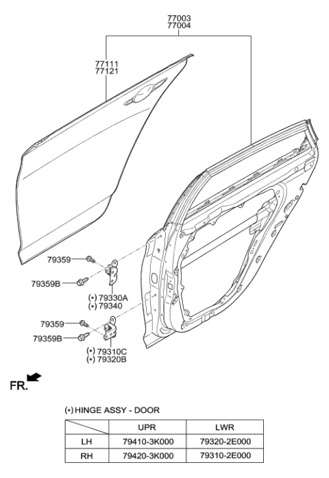 2016 Hyundai Sonata Hybrid Rear Door Panel Diagram