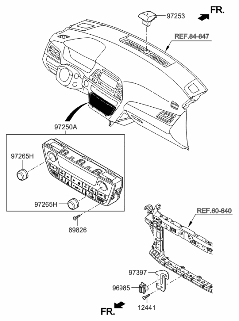 2021 Hyundai Elantra Heater Control Assembly Diagram for 97250-E6710-GU