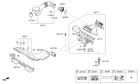 2017 Hyundai Sonata Hybrid Duct Assembly-Air Diagram for 28210-E6100