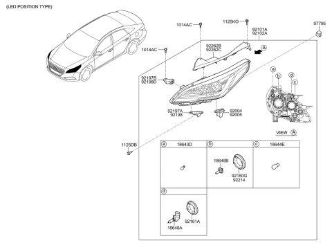 2016 Hyundai Sonata Hybrid Cap-Headlamp Dust Diagram for 92140-E6100