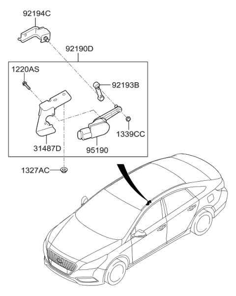 2017 Hyundai Sonata Hybrid Unit Assembly-HEADLAMP Automatic LEVELLING Diagram for 92190-C1100