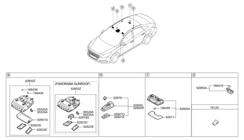 2017 Hyundai Sonata Hybrid Case-Sunglass Diagram for 92804-C1000-TTX