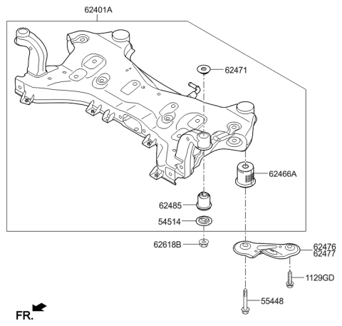 2016 Hyundai Sonata Hybrid Front Suspension Crossmember Diagram