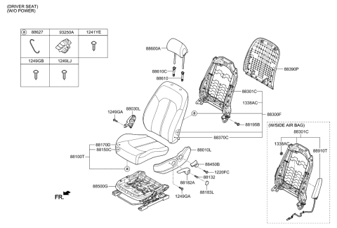 2016 Hyundai Sonata Hybrid Front Seat Diagram 3