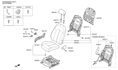 2016 Hyundai Sonata Hybrid Front Seat Diagram 1