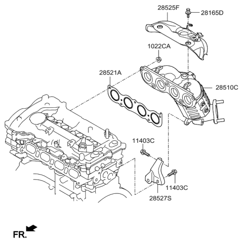 2021 Hyundai Elantra Exhaust Manifold Catalytic Assembly Diagram for 28510-2EAA0